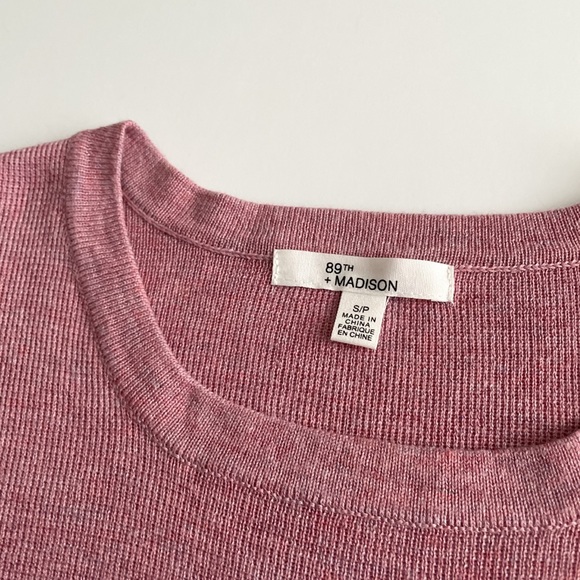 89th + Madison Mauve Heathered Sweater with Tie Front - Picture 6 of 9